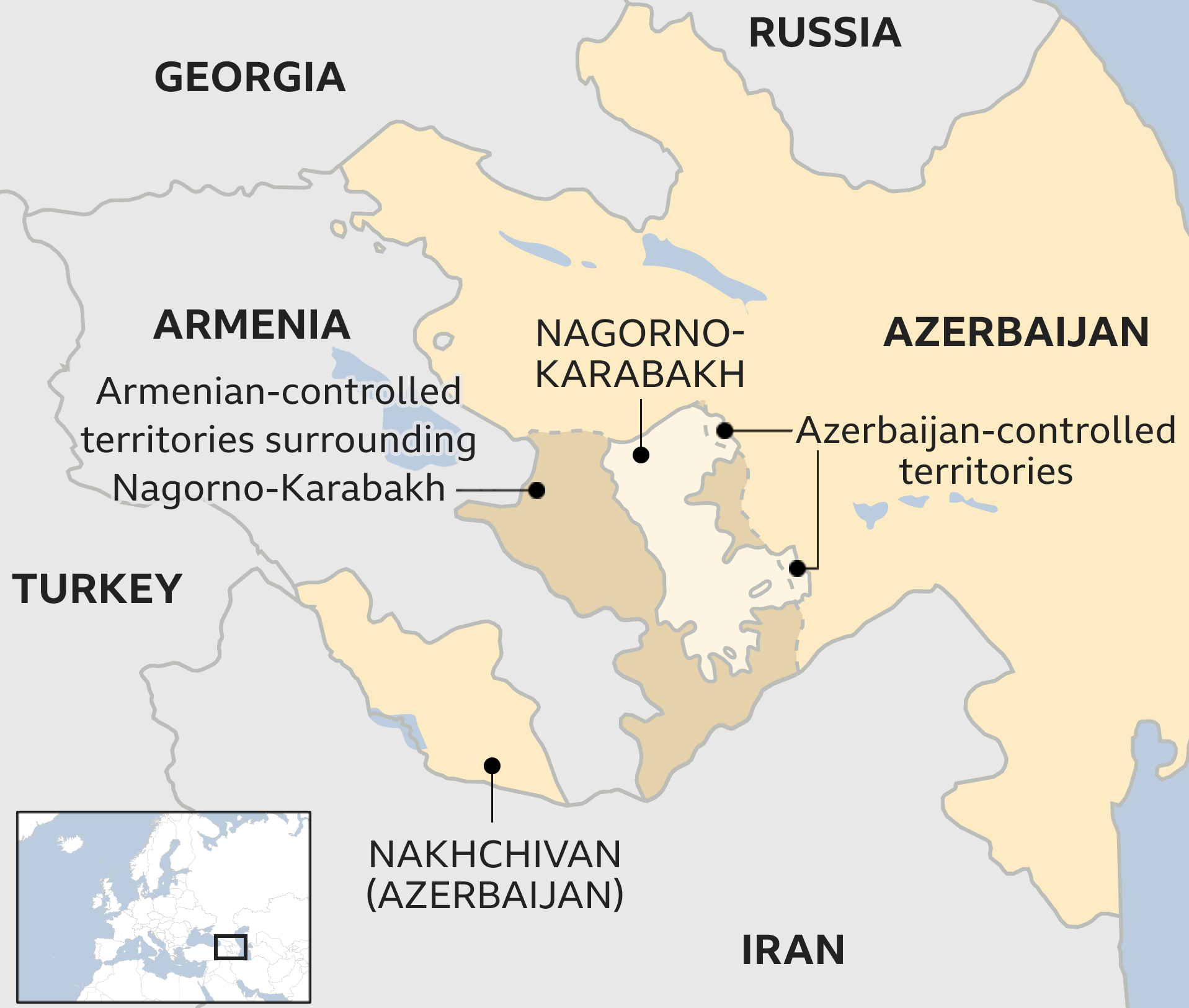 Haut Karabakh Conflit Carte 2020